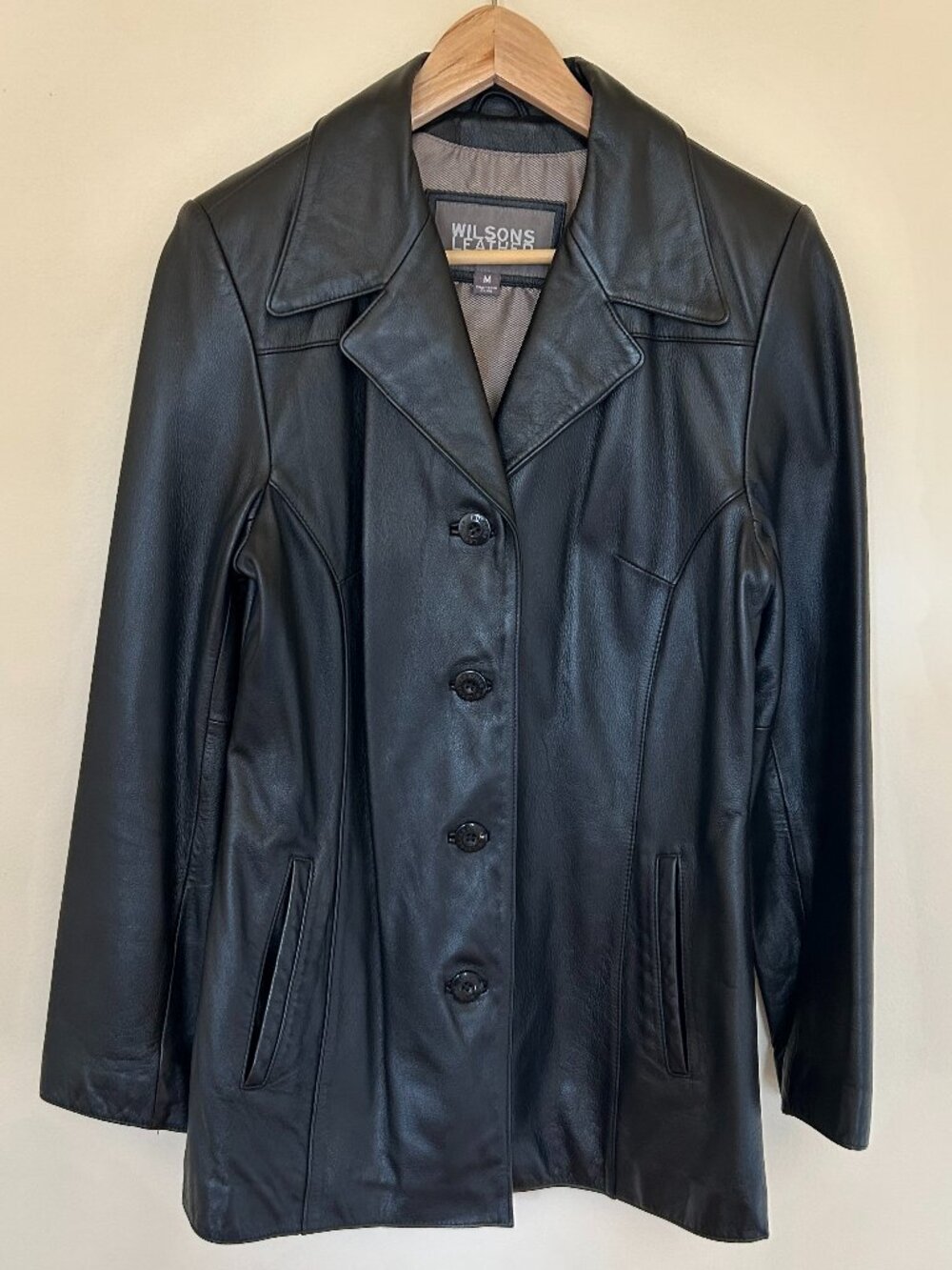 Wilsons Leather Blazer Jacket Black Women's Size M